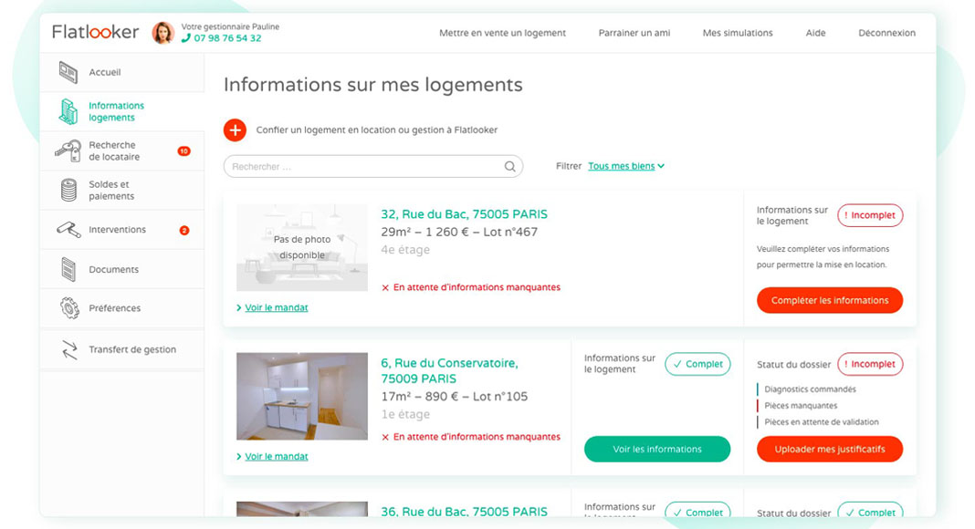 Plateforme propriétaire de Flatlooker