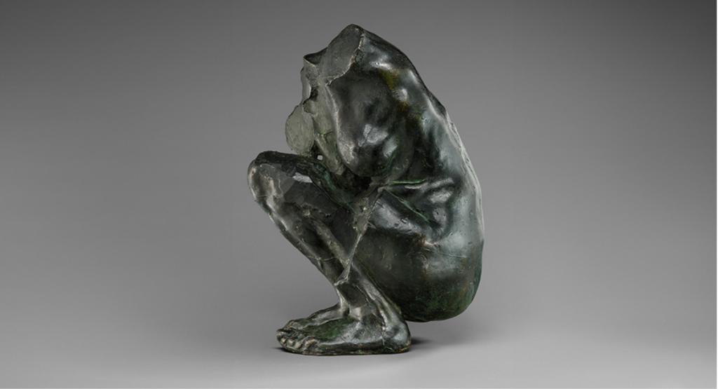 Torse de femme accroupie, modèle aux environs de 1884-1885 ; plâtre créé vers 1913, Camille Claudel.
Bronze, 13 3/4 × 10 5/8 × 10 1/4 in. (35 x 27 x 26 cm) Getty Museum